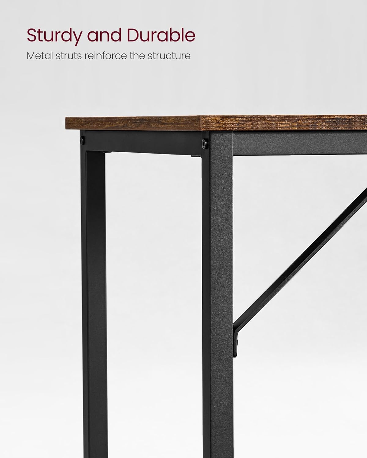 VASAGLE Birou cu cadru din otel, 50x100x75 cm, industrial, maro [6]