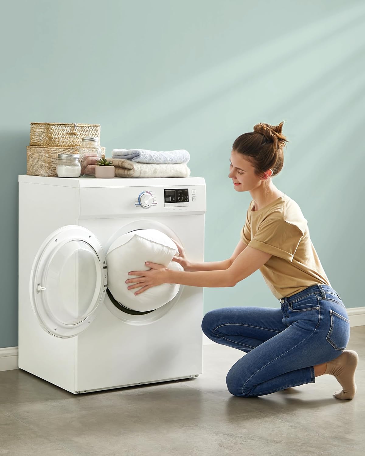 SONGMICS Set de 2 perne cu suprafata moale, 80x80 cm, umplutura 1500 g, alb [6]