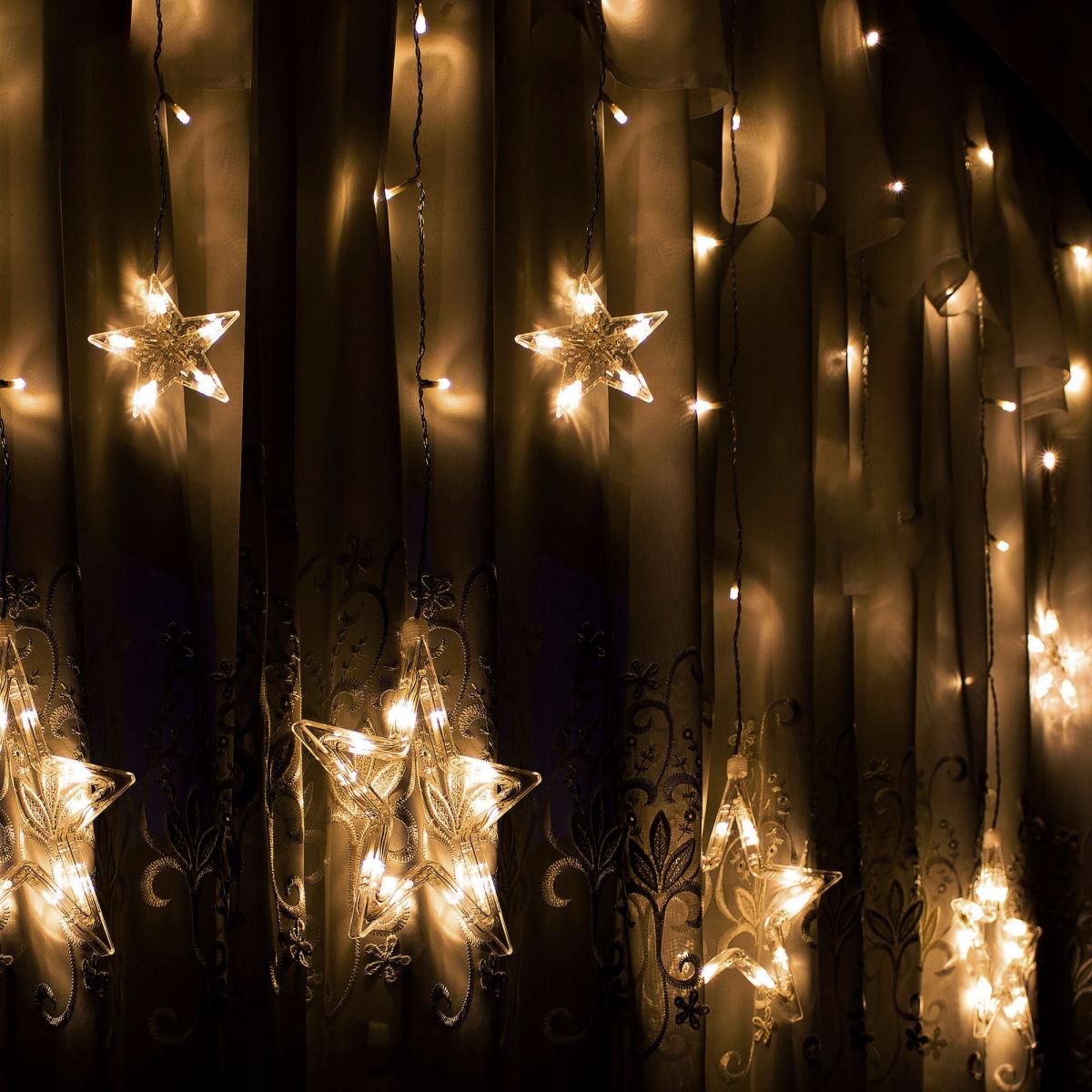 (DL) Instalatie lumina tip perdea cu 92 LED-uri, 2m, pentru interior/exterior, stelute iluminare alba [5]