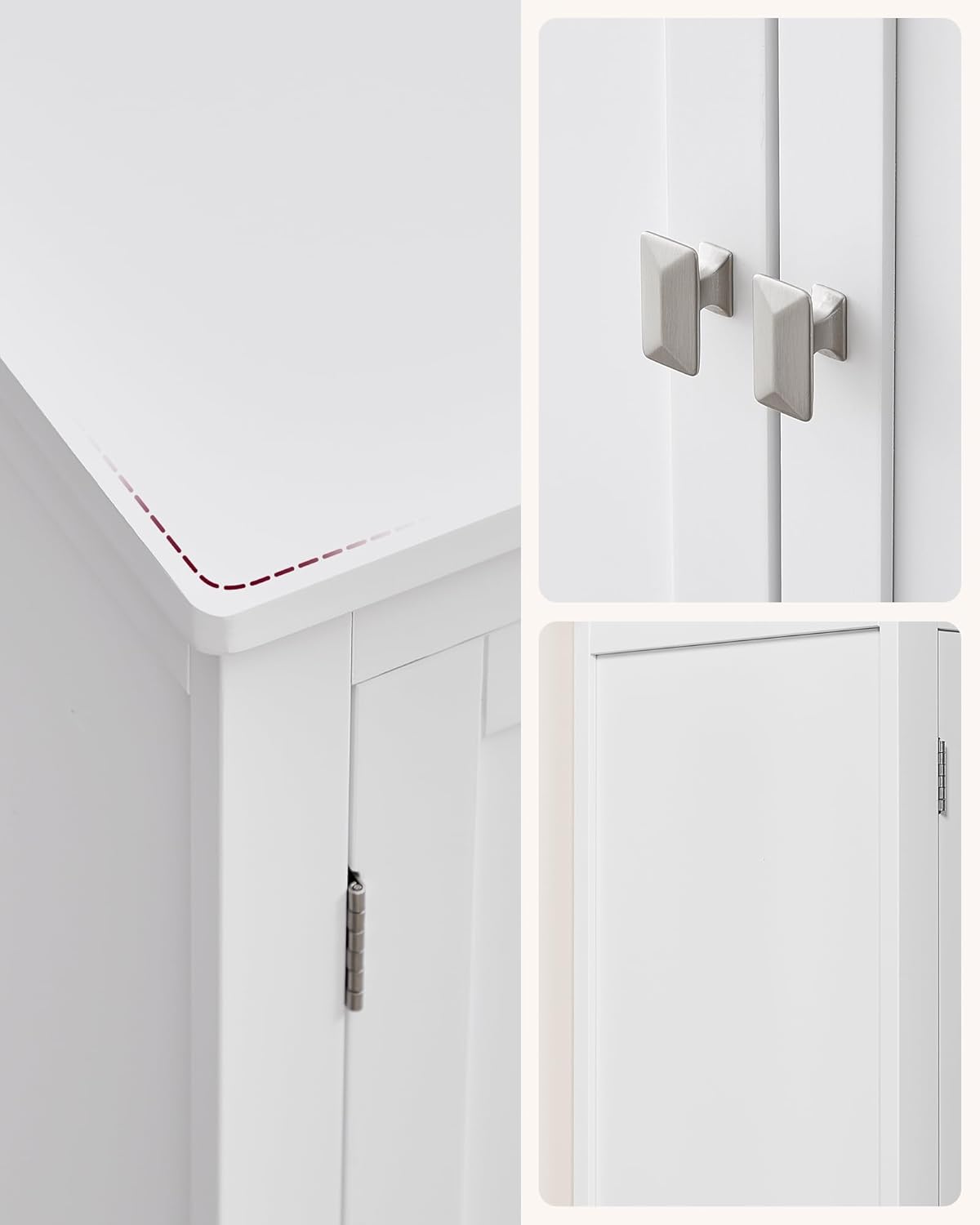 VASAGLE Dulap de baie, din MDF, cu 2 compartimente si 4 usi, rafturi reglabile, 30x60x110cm, alb [6]