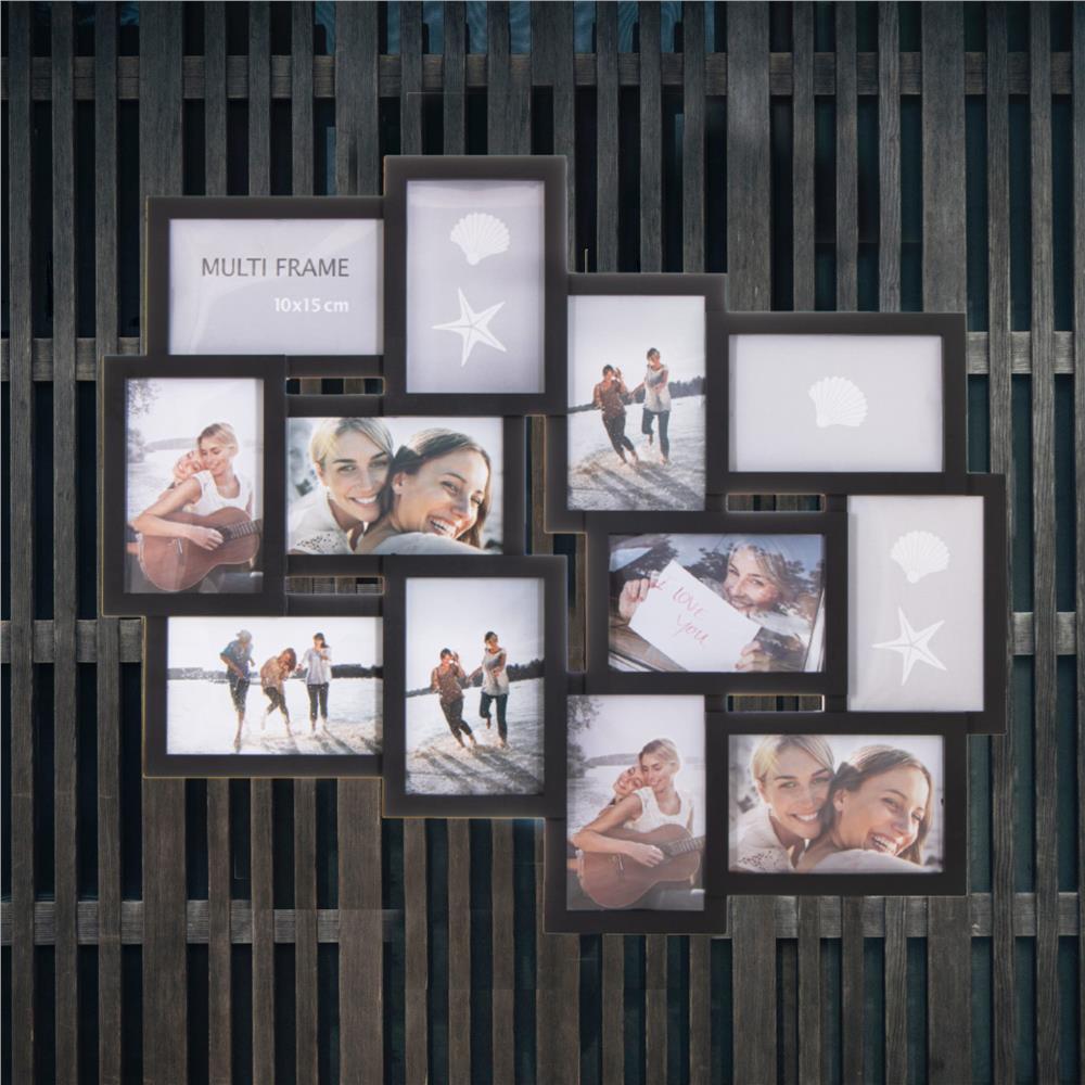 Rama foto de perete, colaj de 12 fotografii, 50x59cm, negru [6]