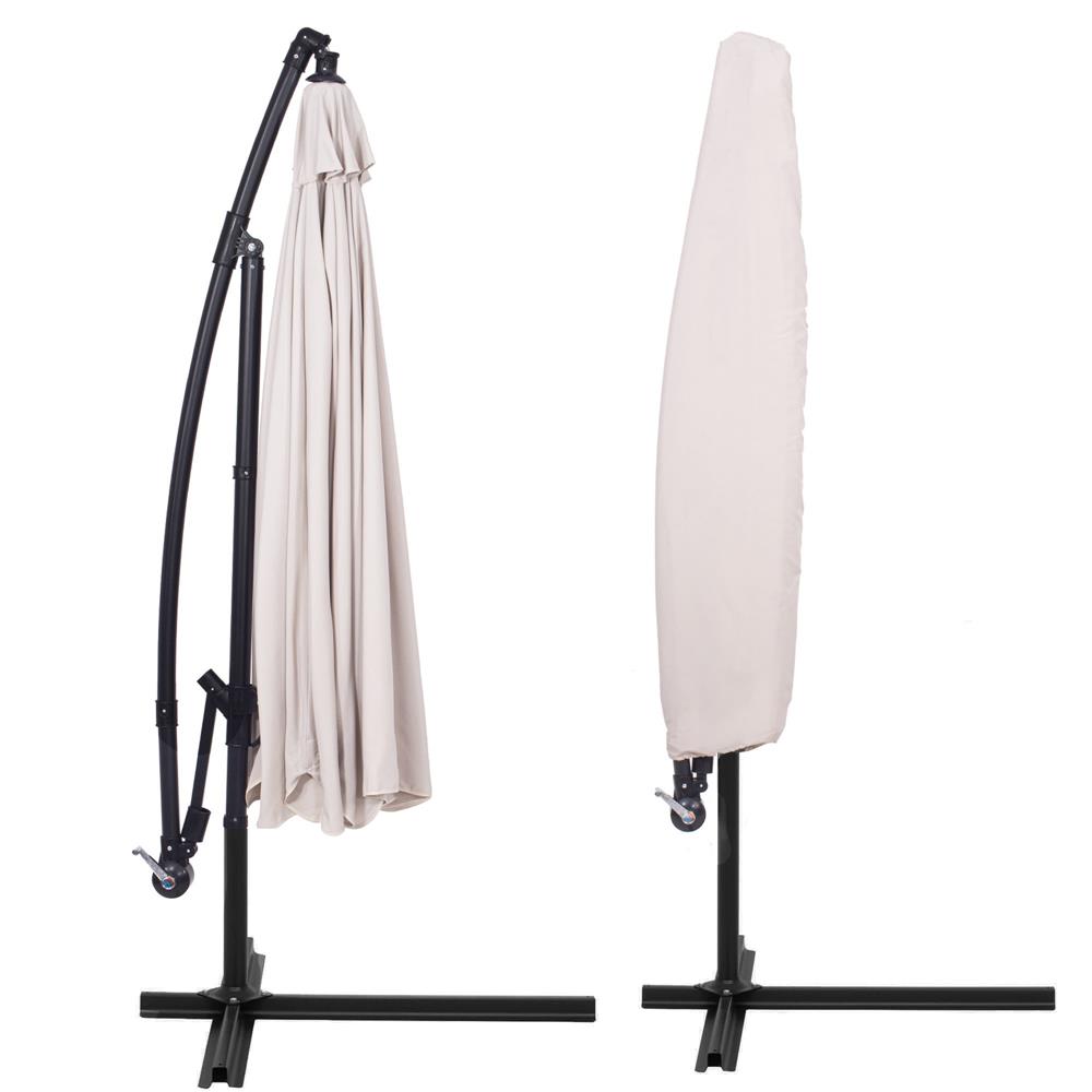 Umbrela de gradina cu brat lateral banana, cu husa, 300cm, bej [7]