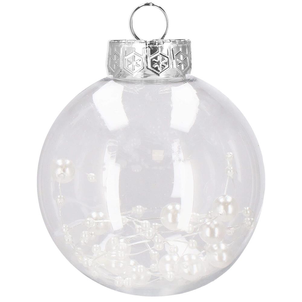 Set globuri de Craciun Inedit, 30 bucati, 7cm, transparente si alb [7]