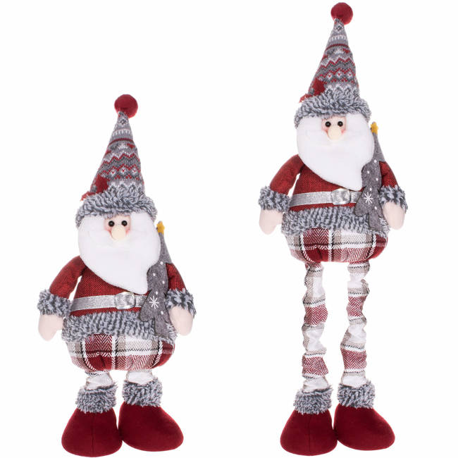 Disponibil livrare locker S - Figurina Craciun, Mos Craciun, picioare telescopice, inaltime extensibila 57-80cm