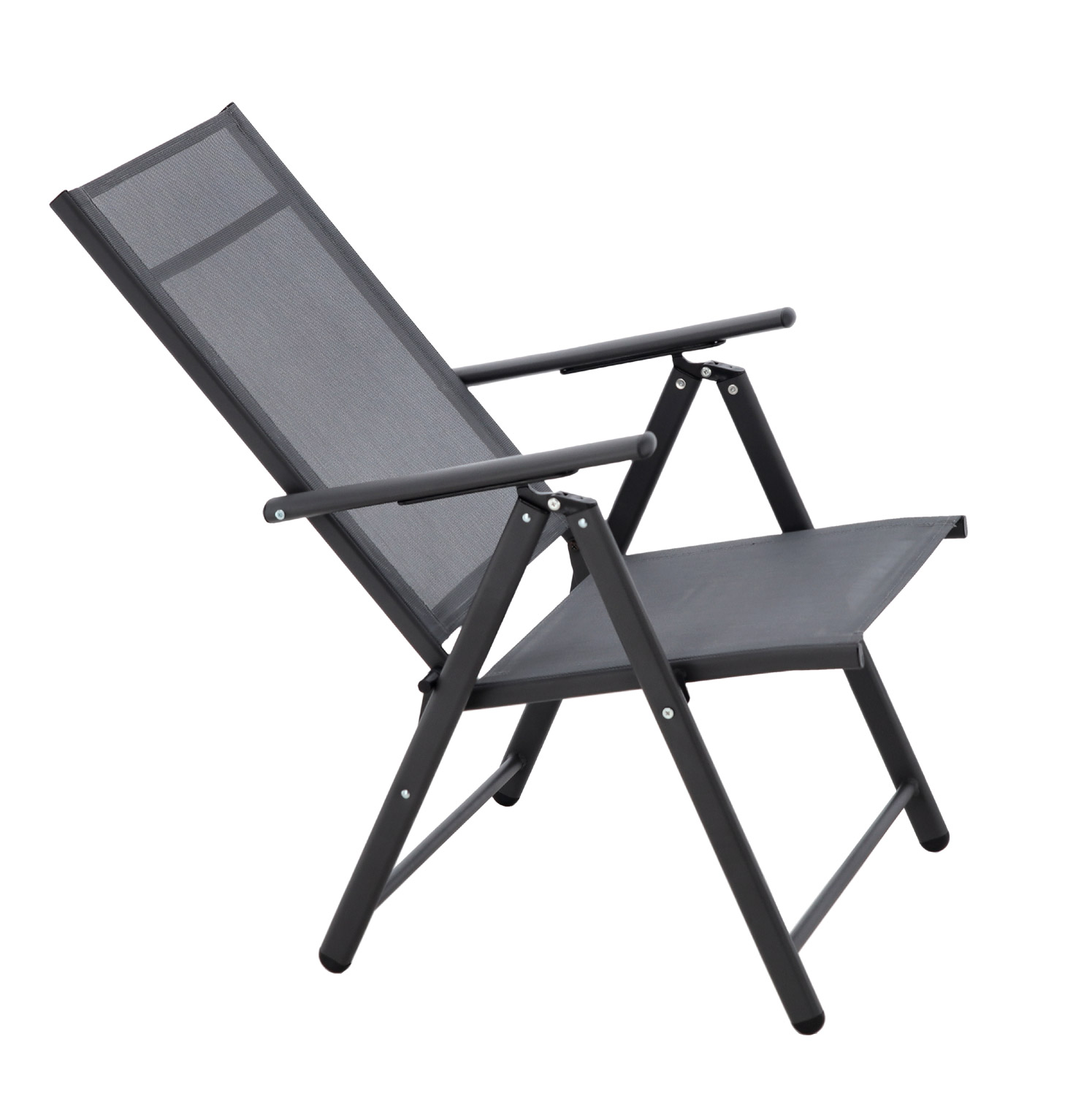 Scaun metalic de gradina, pliant, cu spatar reglabil, din otel, 60x58x100cm, gri [7]