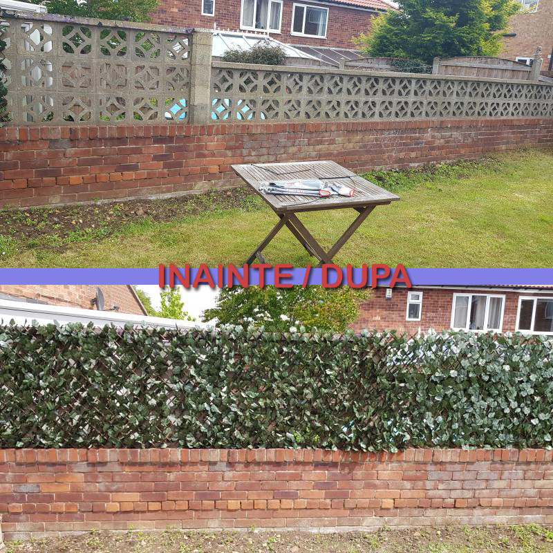 Panou de gard/paravan din lemn si frunze artificiale, extensibil, 100x200cm [3]