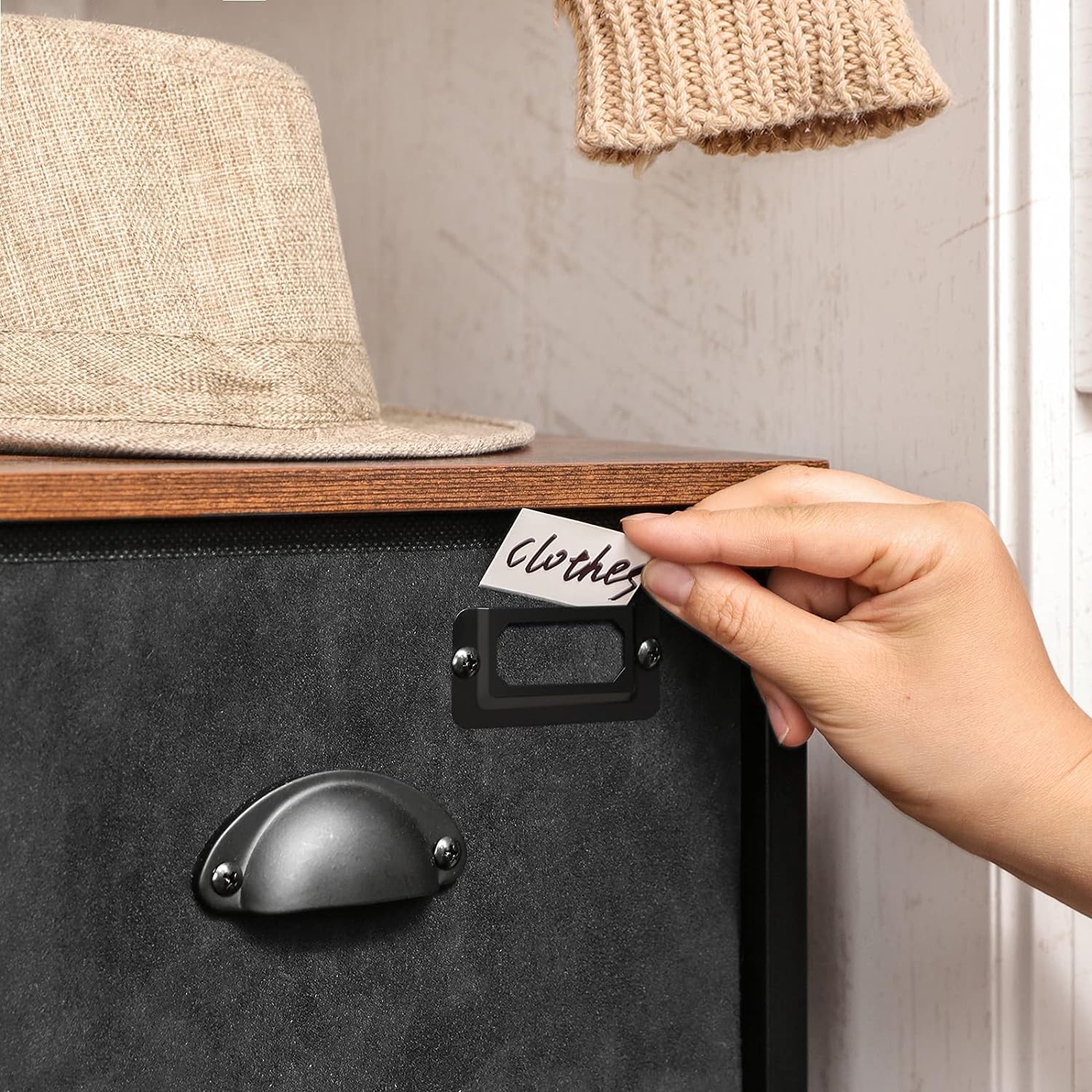 SONGMICS Comoda cu cadru metalic si 8 sertare din textil, stil industrial, 80x30x82cm, maro rustic si negru [6]