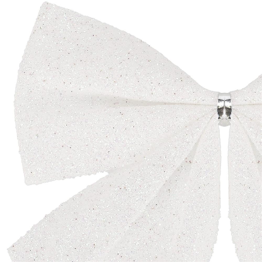 Set 6 ornamente pentru bradul de Craciun, fundita, 8cm, alb [5]