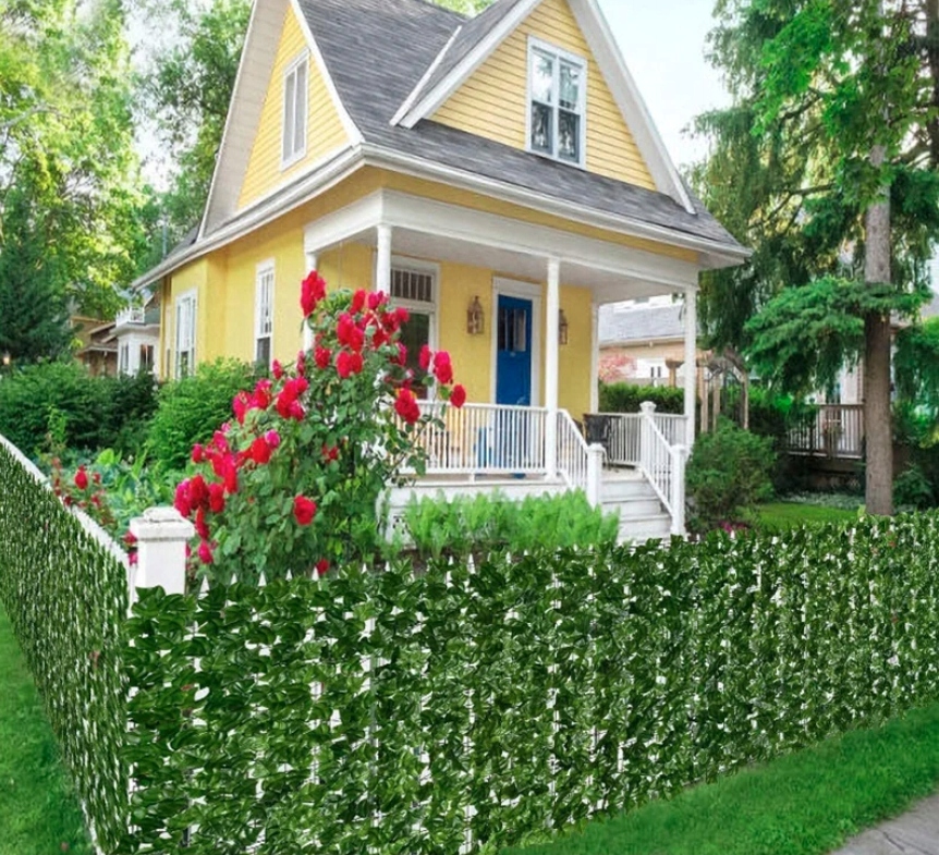 Panou paravan cu frunze artificiale pentru gard sau balcon, 100x500cm, verde [7]