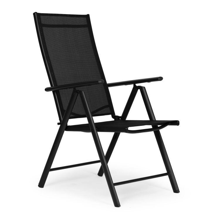 Set 4 scaune gradina 70x57x106 cm, pliante cu spatar reglabil 7 pozitii, structura otel si textilena, negru [6]