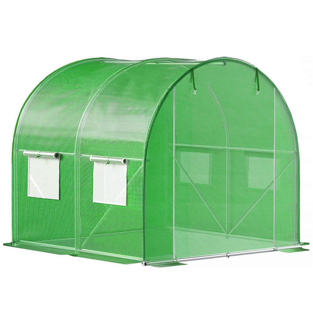 Folie inlocuire pentru sera 200x200x200 cm, PE 140g/mp cu plasa PP, UV4, 4 ferestre si usa cu fermoar, verde [6]