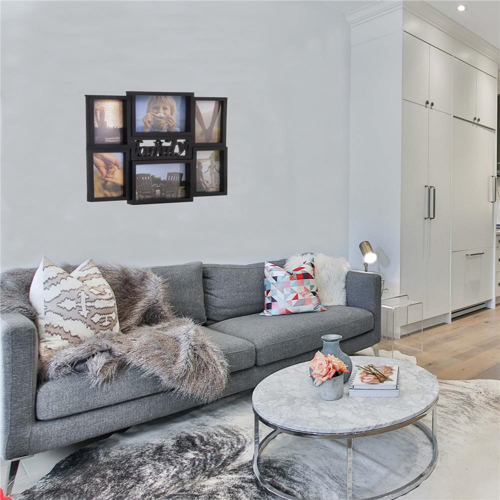 Rama foto de perete, colaj de 6 fotografii, 36x42cm, negru [6]