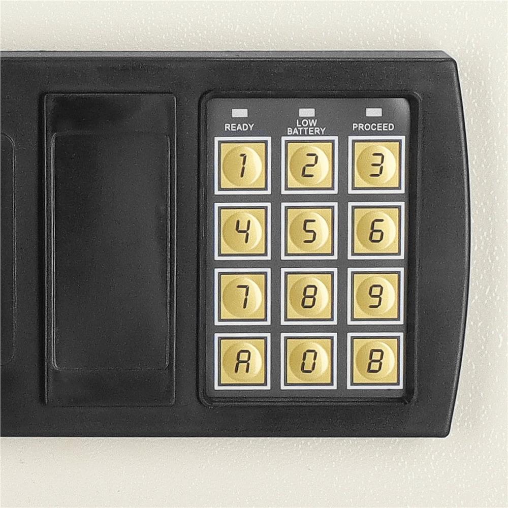 Seif electronic standard cu cifru si cheie, 200x300x200 mm, Otel, Bej [8]