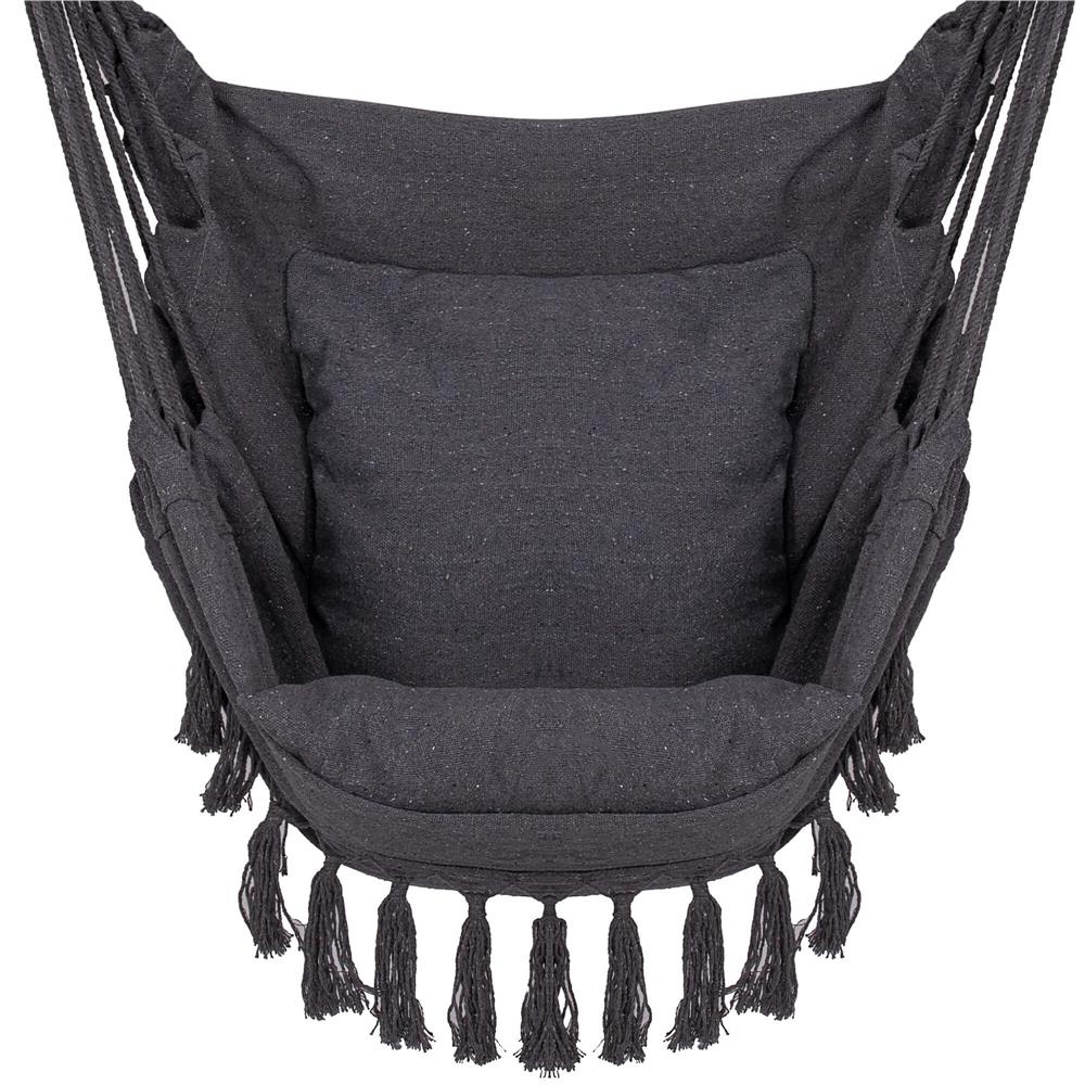 Hamac tip leagan suspendat pentru casa sau gradina HM45, gri inchis cu perne, 130x100cm, 150kg [8]