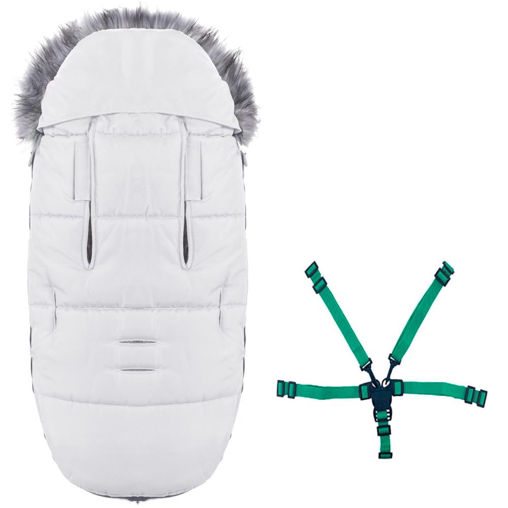 Sac iarna de bebelusi pentru carucior, marime universala, cu gluga, 90x45cm, gri [6]