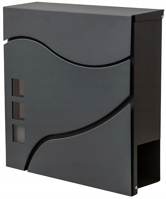 Cutie postala de exterior, pentru gard sau perete, din otel zincat, cu incuietoare, 37x11x37cm, gri inchis [6]