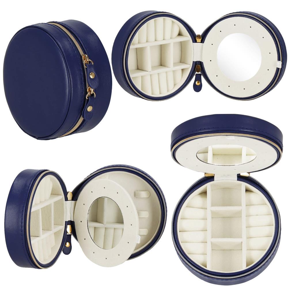 (DL) Cutie depozitare si organizare bijuterii, MDF, piele ecologica, 11 x 5cm, albastru marin [8]