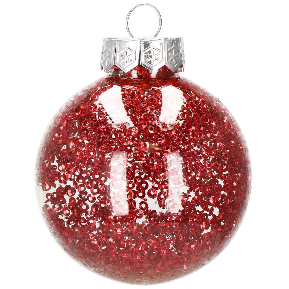 Set globuri de Craciun Inedit, 30 bucati, 7cm, transparente si rosu [7]