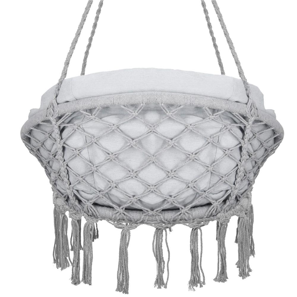 Scaun rotund Sersimo tip leagan suspendat cu perna Confort Plus casa sau gradina, gri [7]