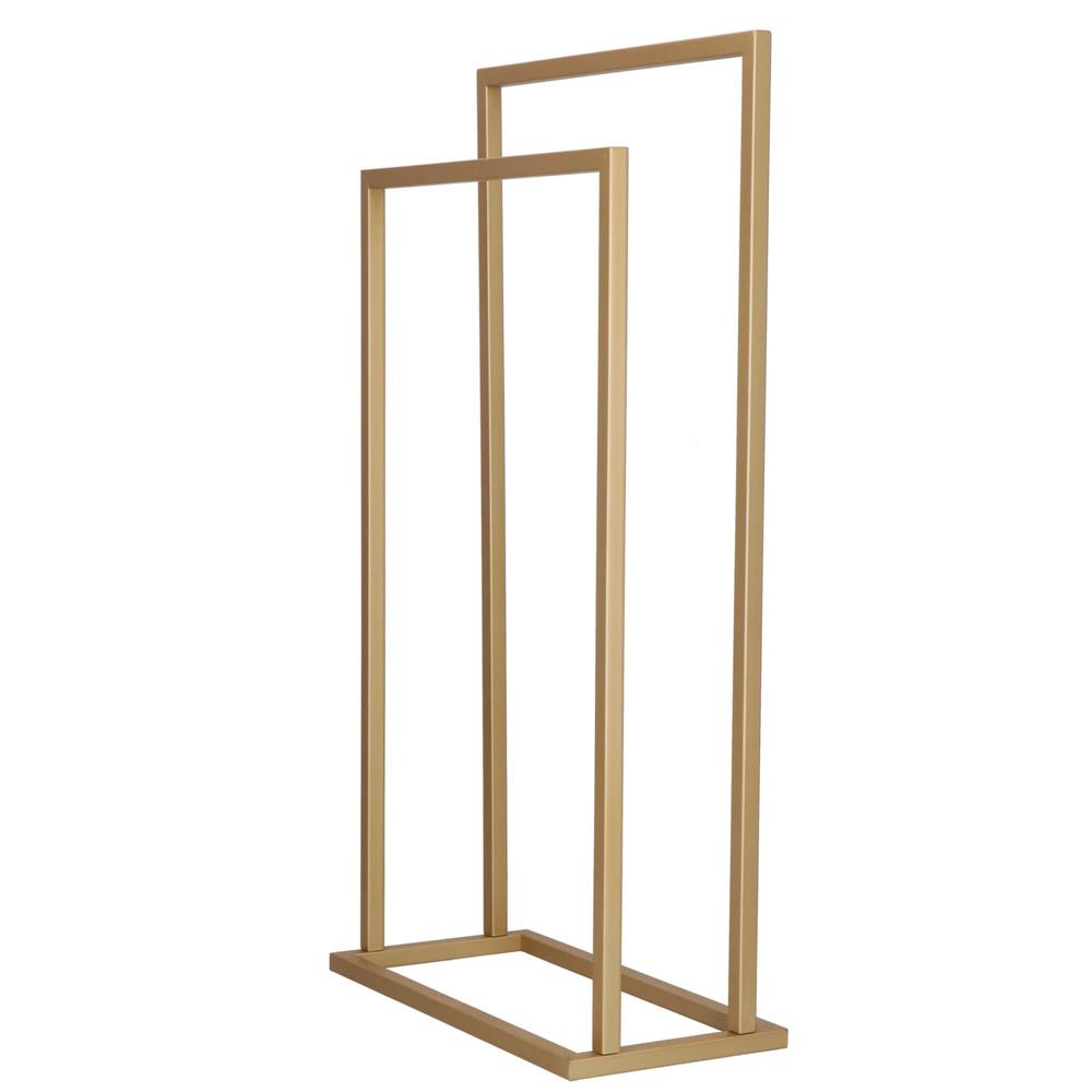 Suport metalic de baie pentru prosoape, cu 2 standuri, 86 cm, auriu mat [7]
