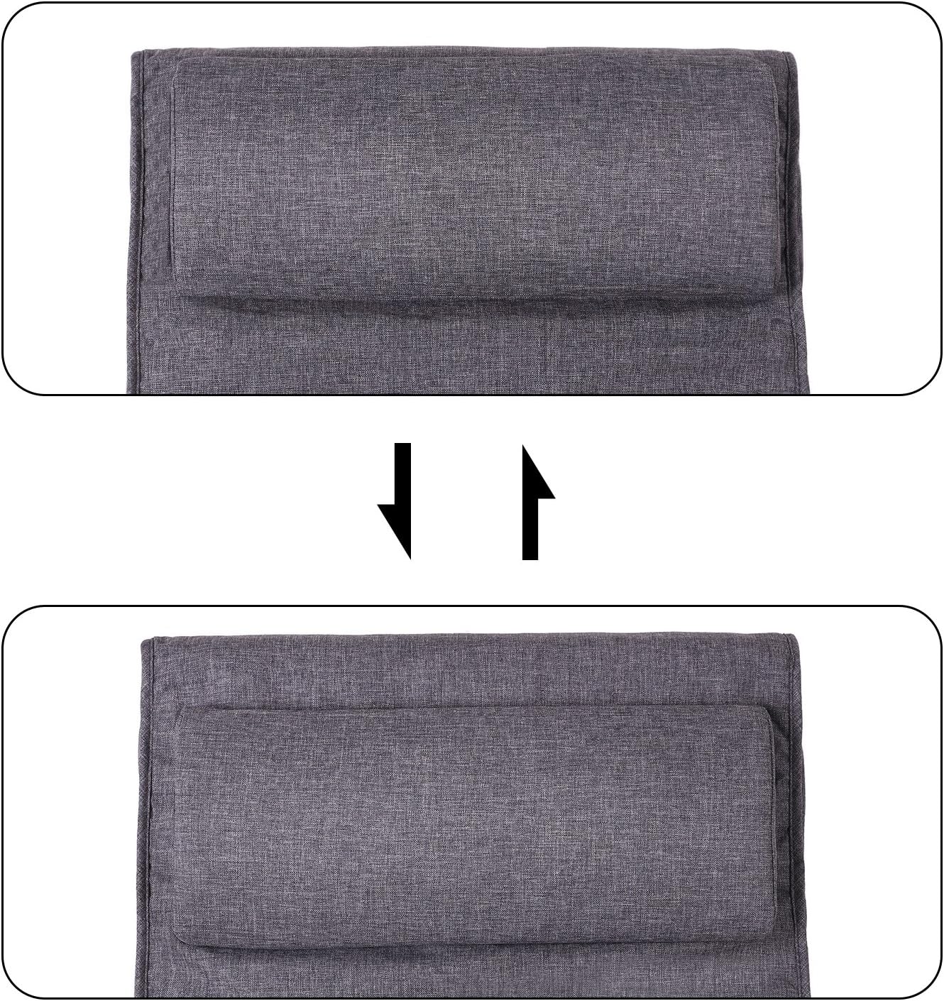 SONGMICS Scaun balansoar din lemn, suport picioare reglabil, maxim 150kg, 67x115x91cm, gri inchis [7]