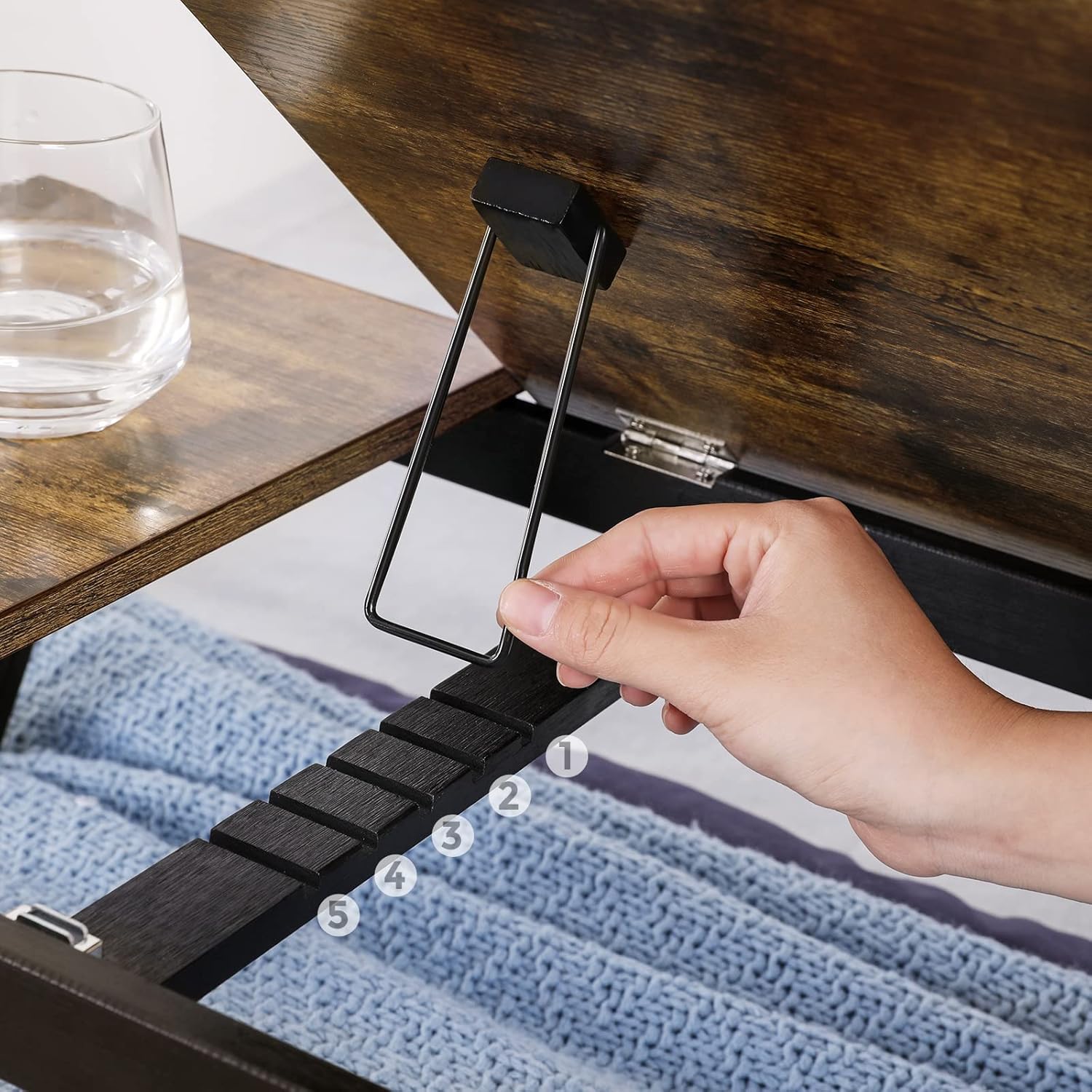 SONGMICS Masa de pat pentru laptop, plabila si reglabila, 55x35x23 cm, maro [7]