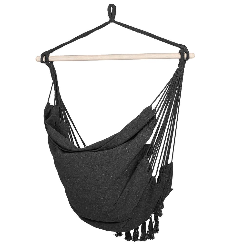 Hamac tip leagan suspendat pentru casa sau gradina, cu perne, 130x100cm, 150kg, gri inchis [6]