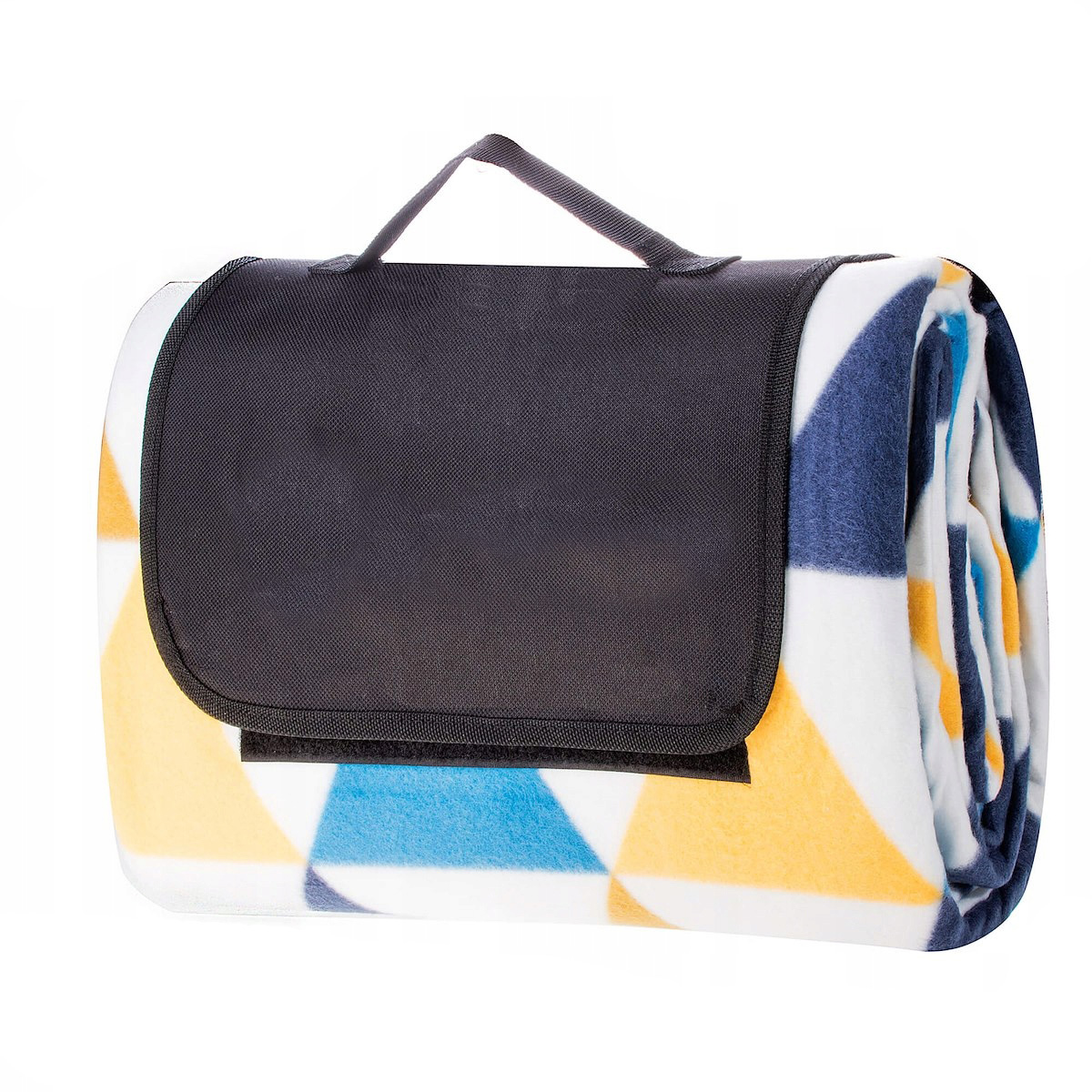 Patura pentru picnic sau plaja, cu folie izolatoare si maner, 200x200cm, albastru galben [6]