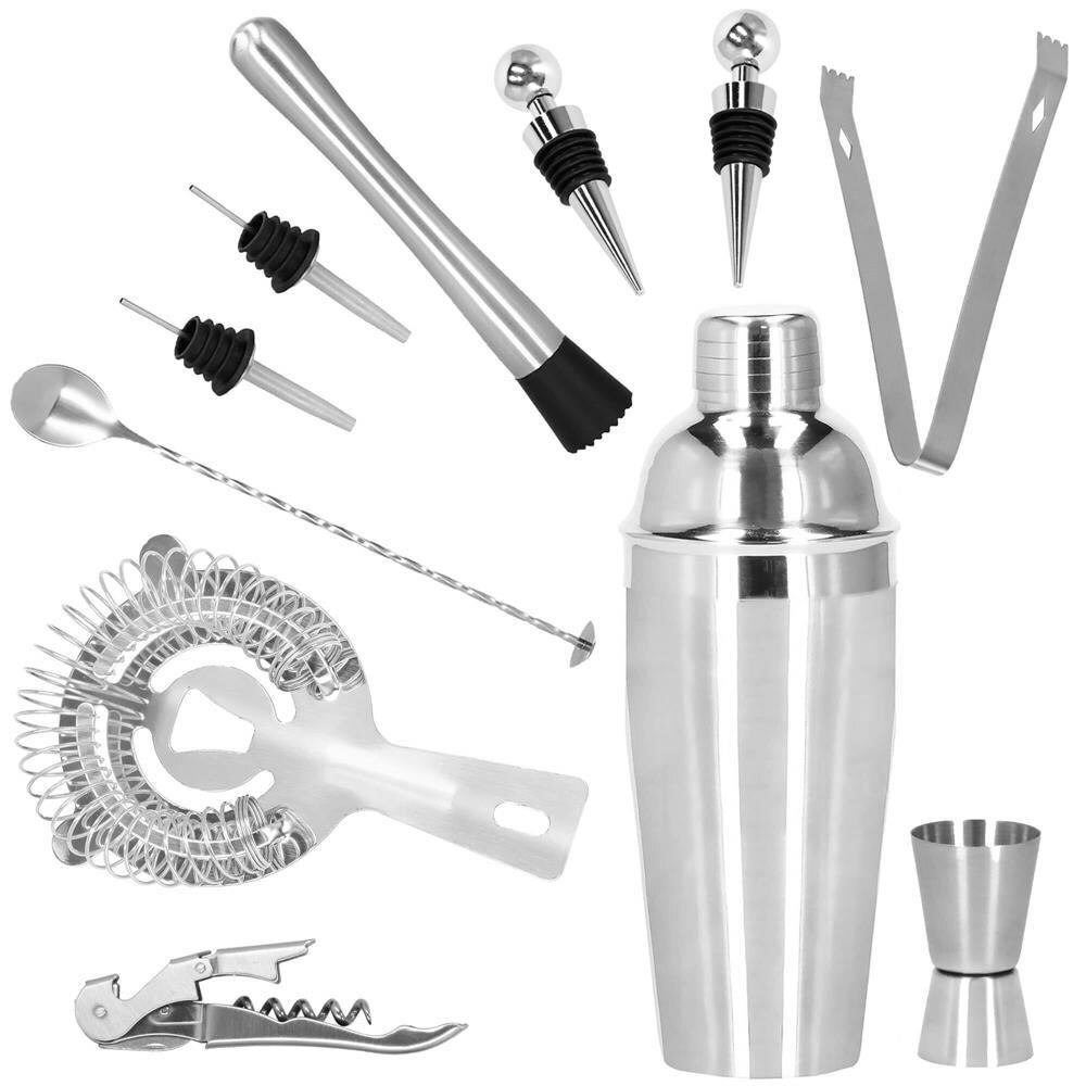 Set Cocktail Shaker Kit pentru barmani 750ml, KI12, suport bambus, 12 piese [9]