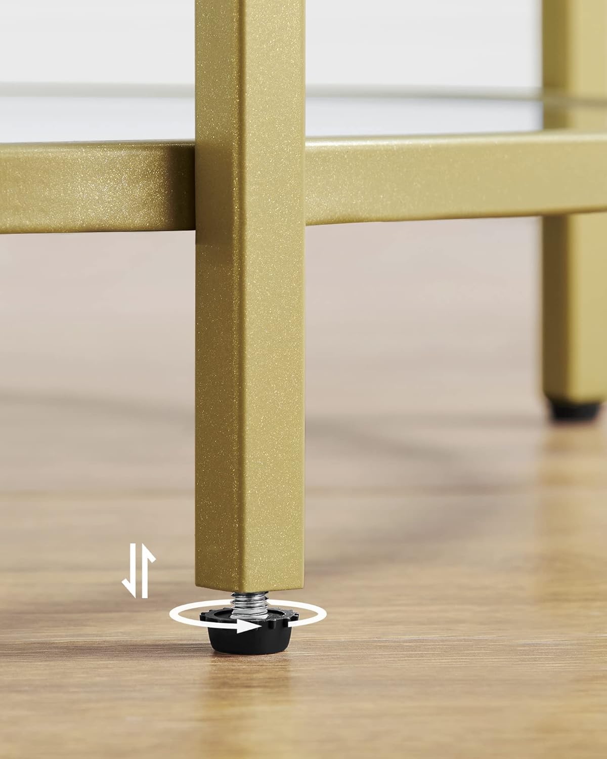 VASAGLE Masa rotunda, din sticla securizata cu cadru de otel, noptiera, 50x50x55cm, auriu [7]