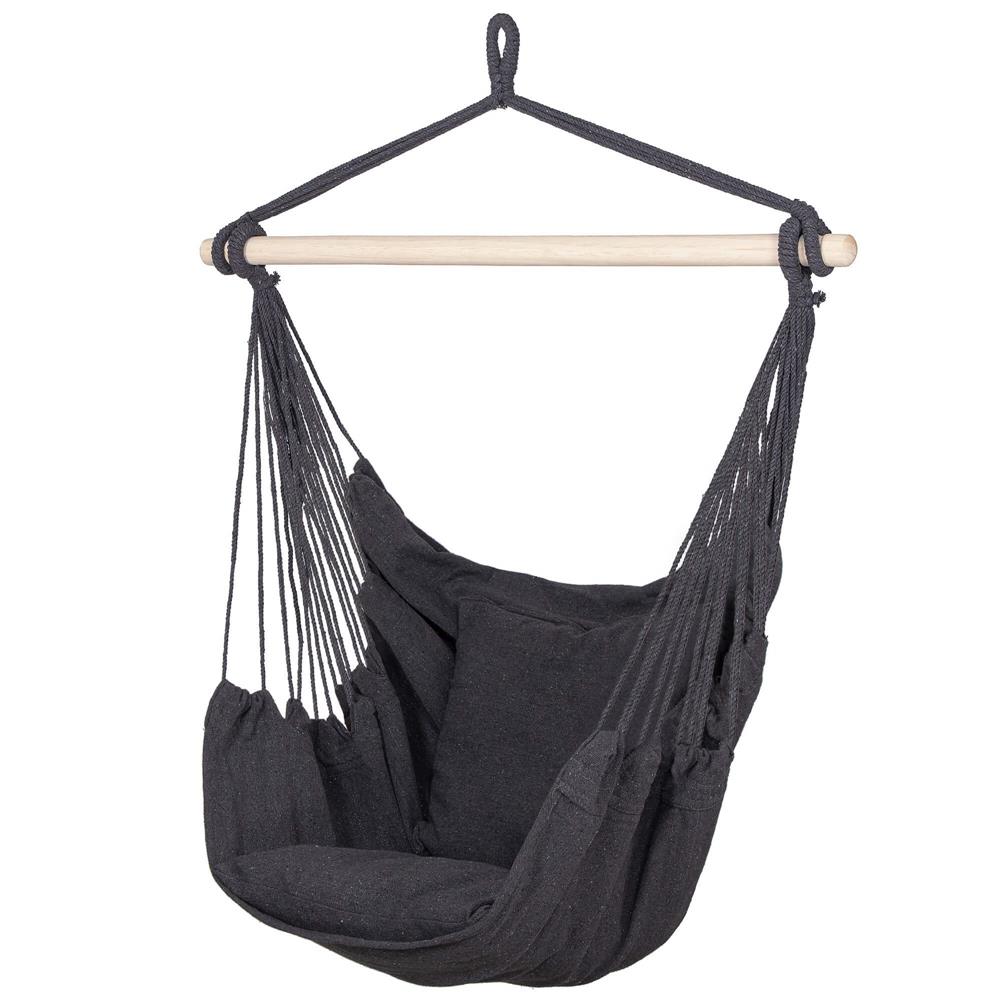 Hamac tip leagan suspendat pentru casa sau gradina, gri inchis cu perne, 130x100cm, 150kg [8]
