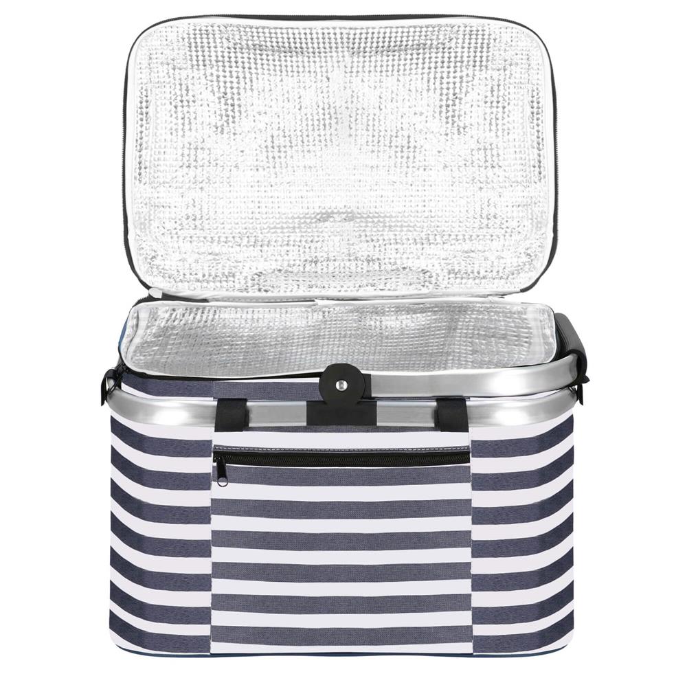 Geanta pentru picnic sau plaja, termoizolanta, 28 litri, alb albastru [7]