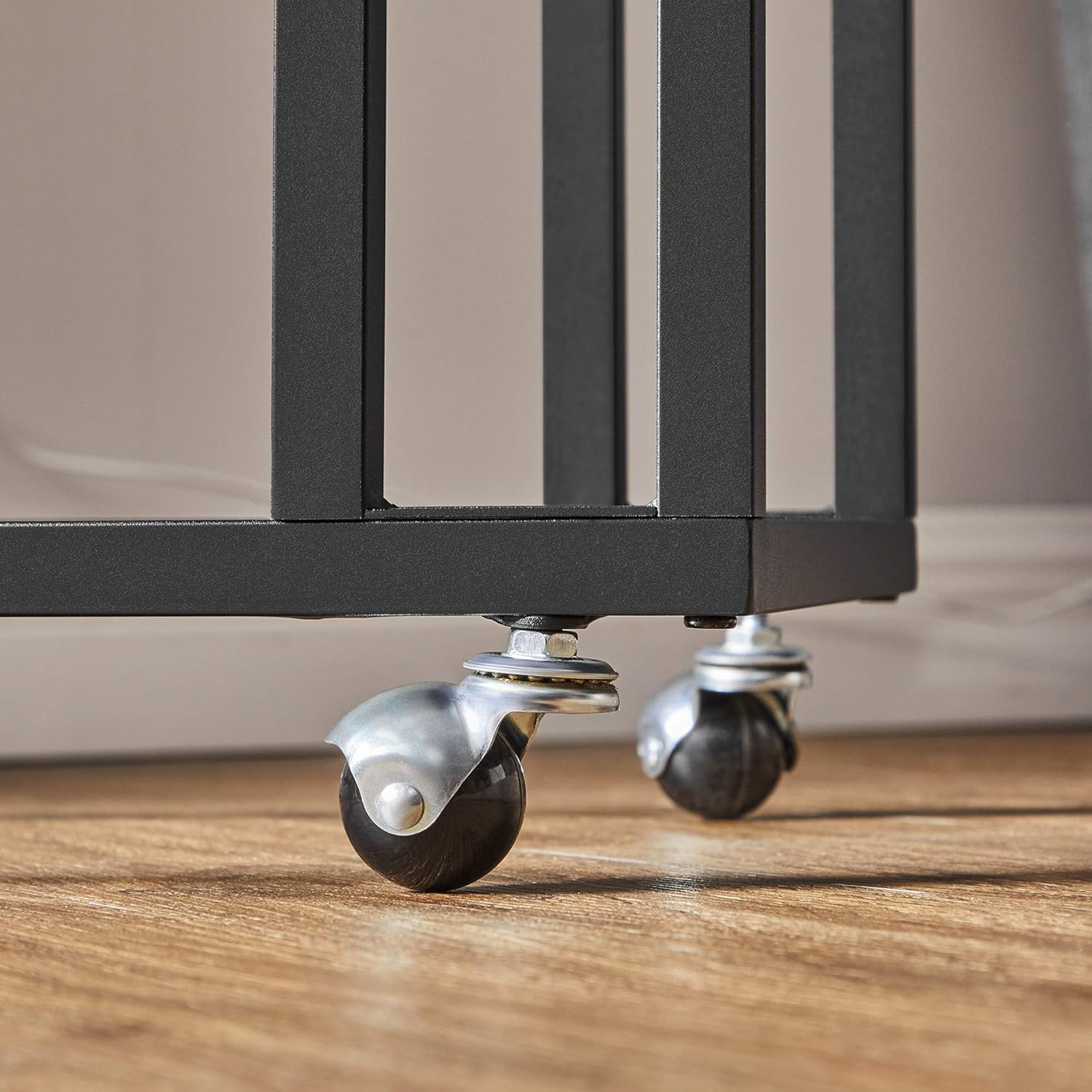 VASAGLE Masuta de cafea, cu cadru de otel si roti, 35x50x60cm, industrial, maro rustic si negru [7]