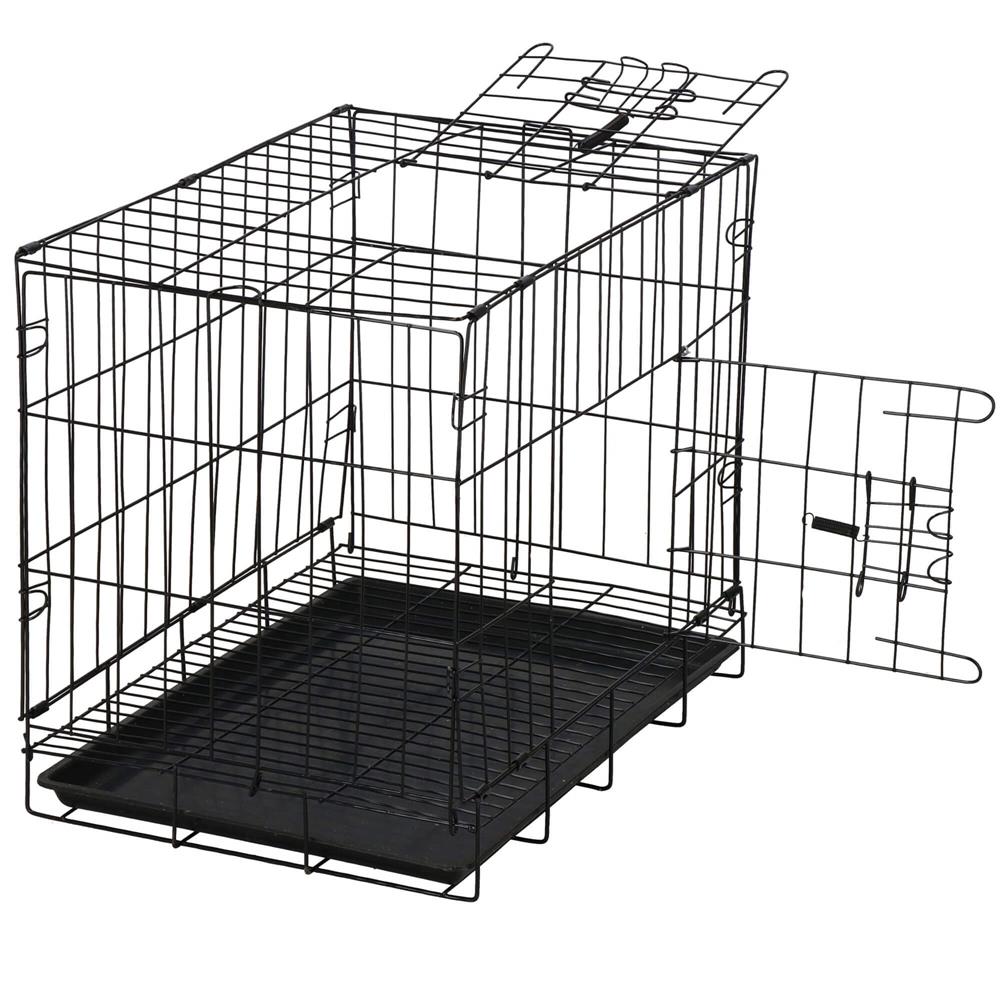 Cusca pentru animale, 2 usi, Pliabila din metal, M, Negru, 50x42x34 cm [7]
