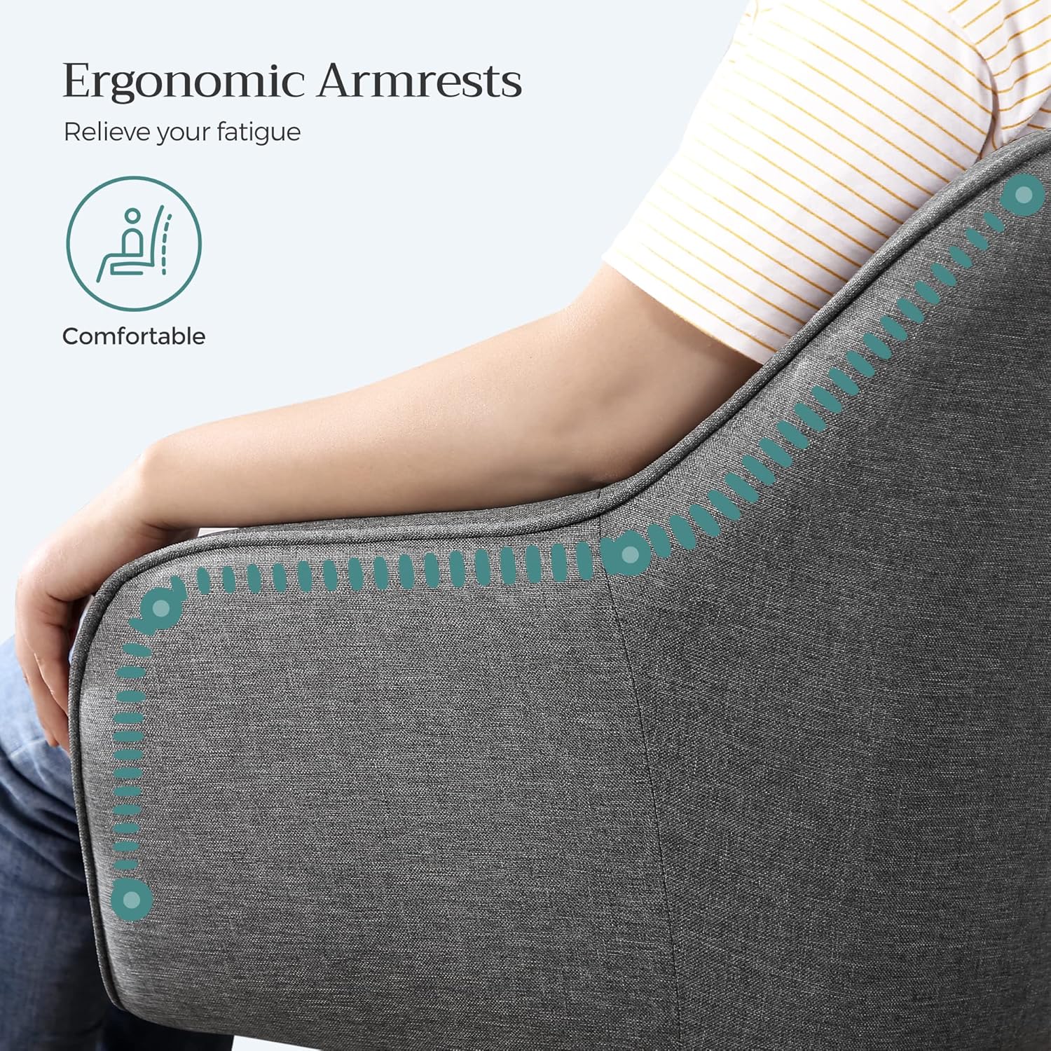 SONGMICS Scaun de birou ergonomic, inaltime reglabila, 65x69x(83-93) cm, gri [7]