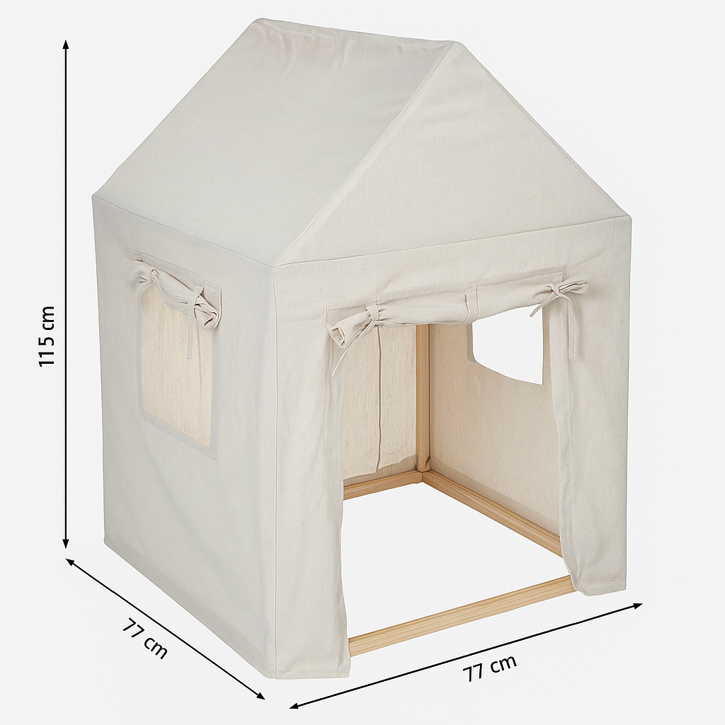Casuta copii Atmosphera Safari, lemn de pin si panza textila, 77x115 cm, bej [7]