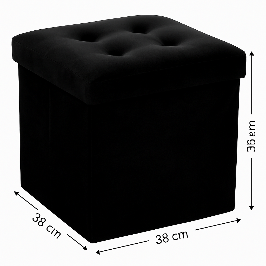 Taburet pliabil Atmosphera Lysandre cu spatiu de depozitare, 38x38x38 cm, negru [5]