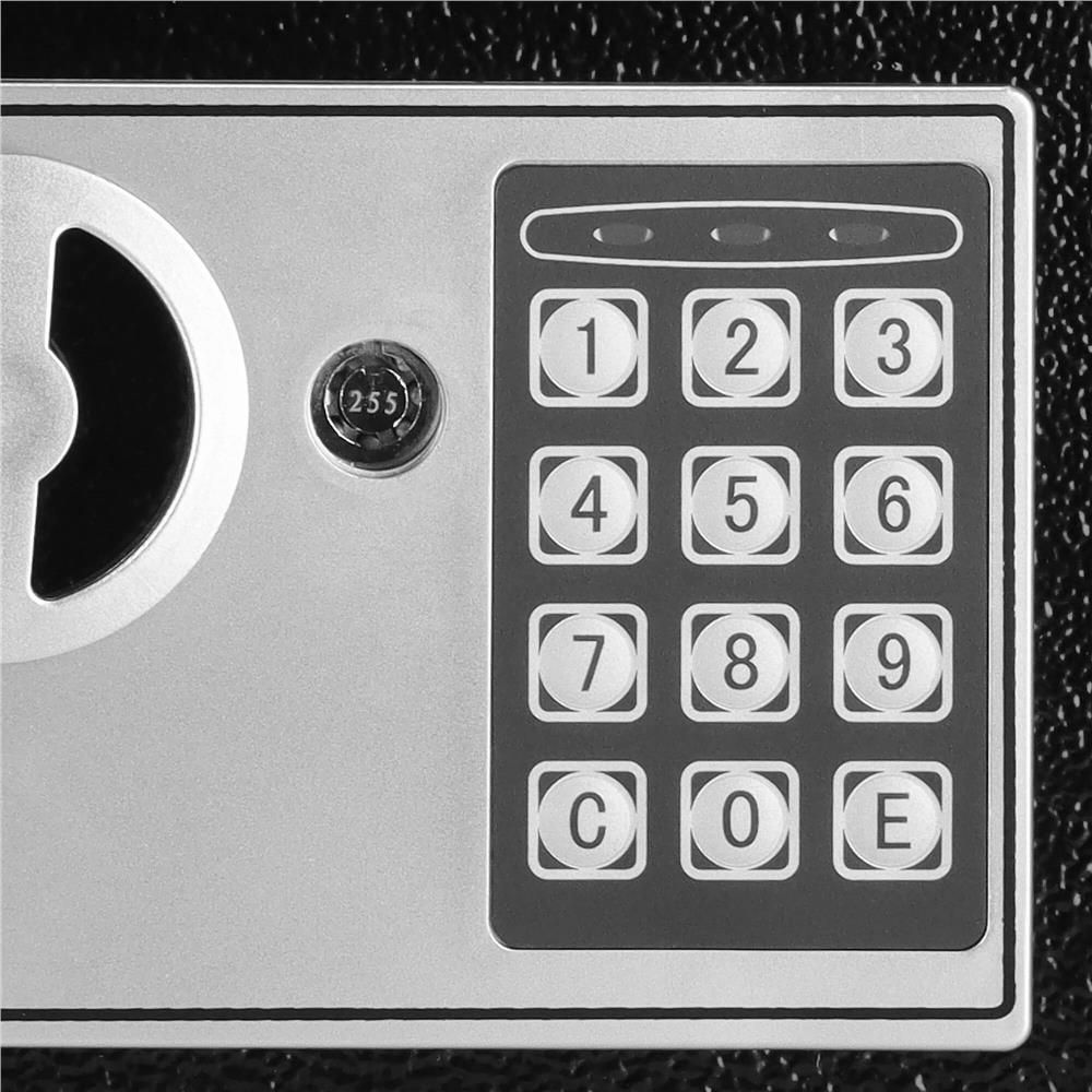Seif electronic standard cu cifru si cheie, 170x230x170 mm, Otel, Negru [19]