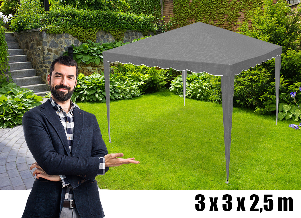 Cort pavilion de gradina pliabil automat pop-up, impermeabil, cu protectie UV, 300x300cm, gri [8]