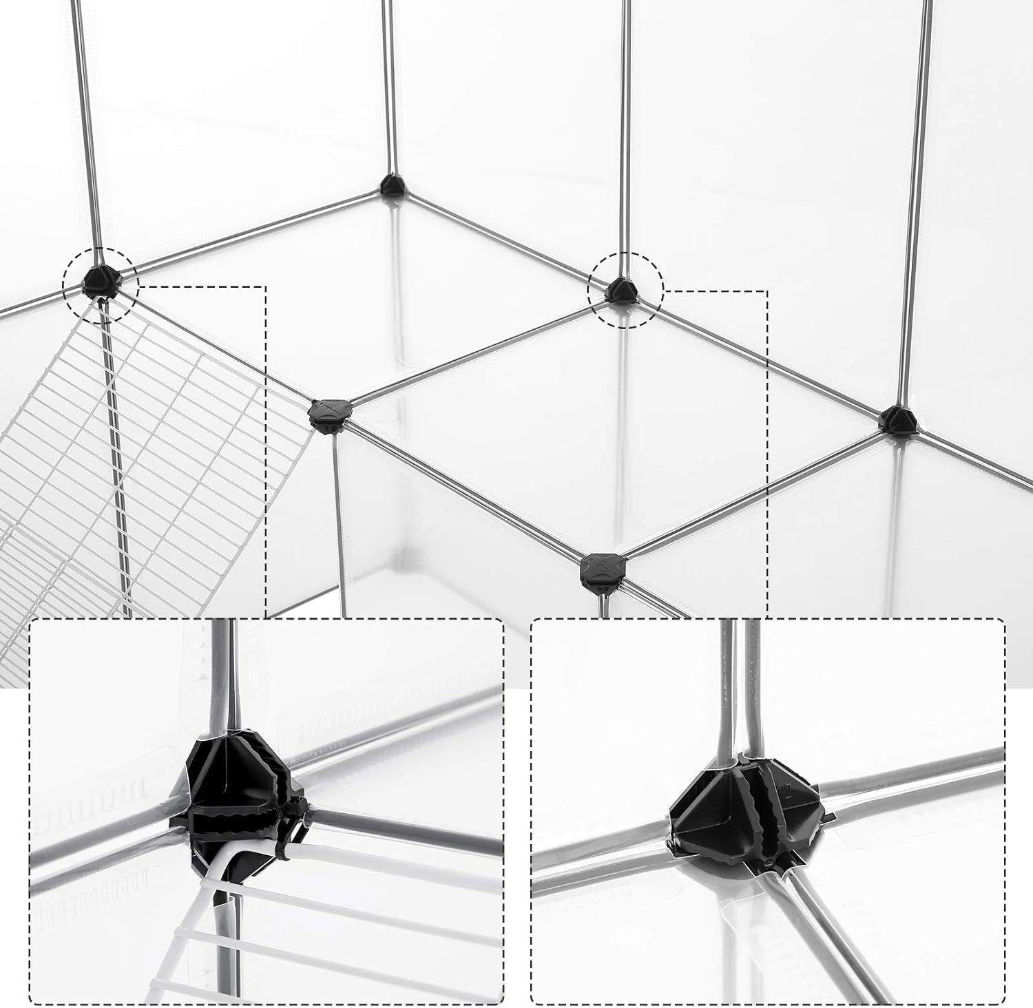 SONGMICS Tarc pentru animale mici rozatoare, din plastic, modulara DIY, 143x108x92cm, alb [8]