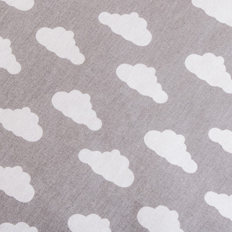 Cort copii Sersimo stil indian Teepee Tent cu fereastra, covoras gros si 2 perne, alb gri cu norisori [9]