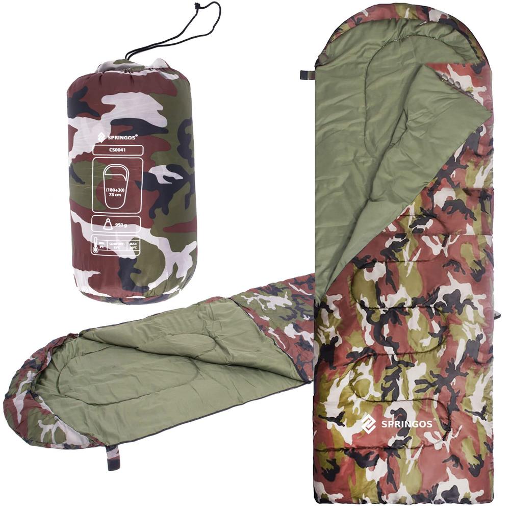 Sac de dormit tip mumie, cu geanta de transport, 210x73cm, 8-20grade, culoare camuflaj [7]
