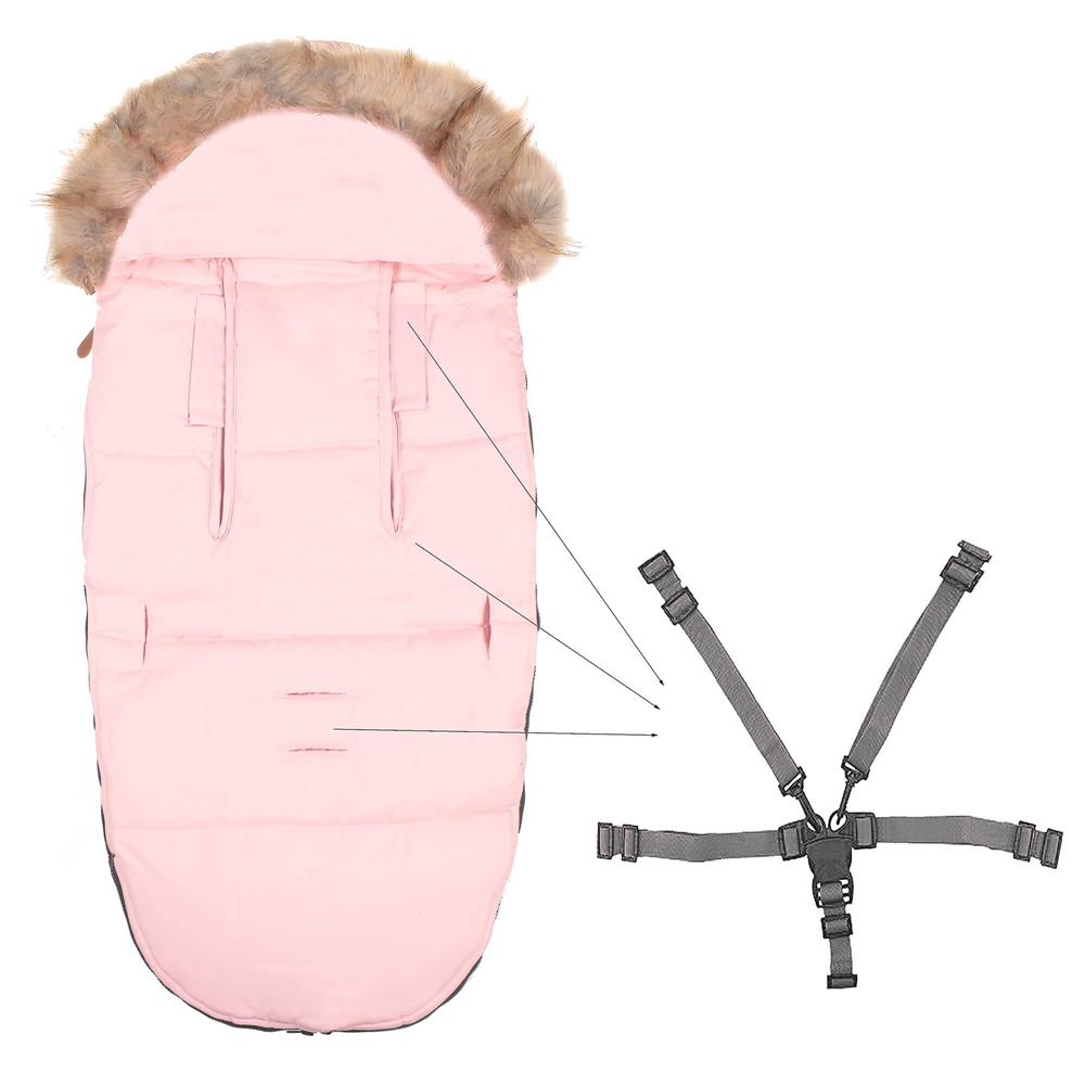Sac iarna de bebelusi pentru carucior, marime universala, cu gluga, 90x45cm, roz [8]