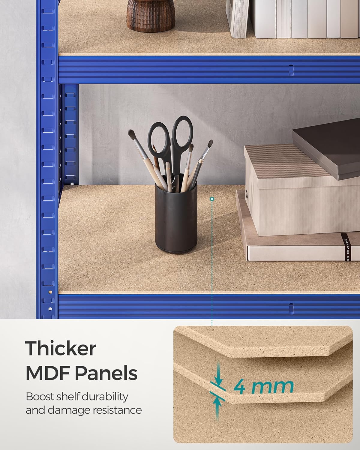 SONGMICS Raft de depozitare metalic, cu rafturi din MDF, 5 polite, max. 875 kg, 180x90x40cm, albastru [8]