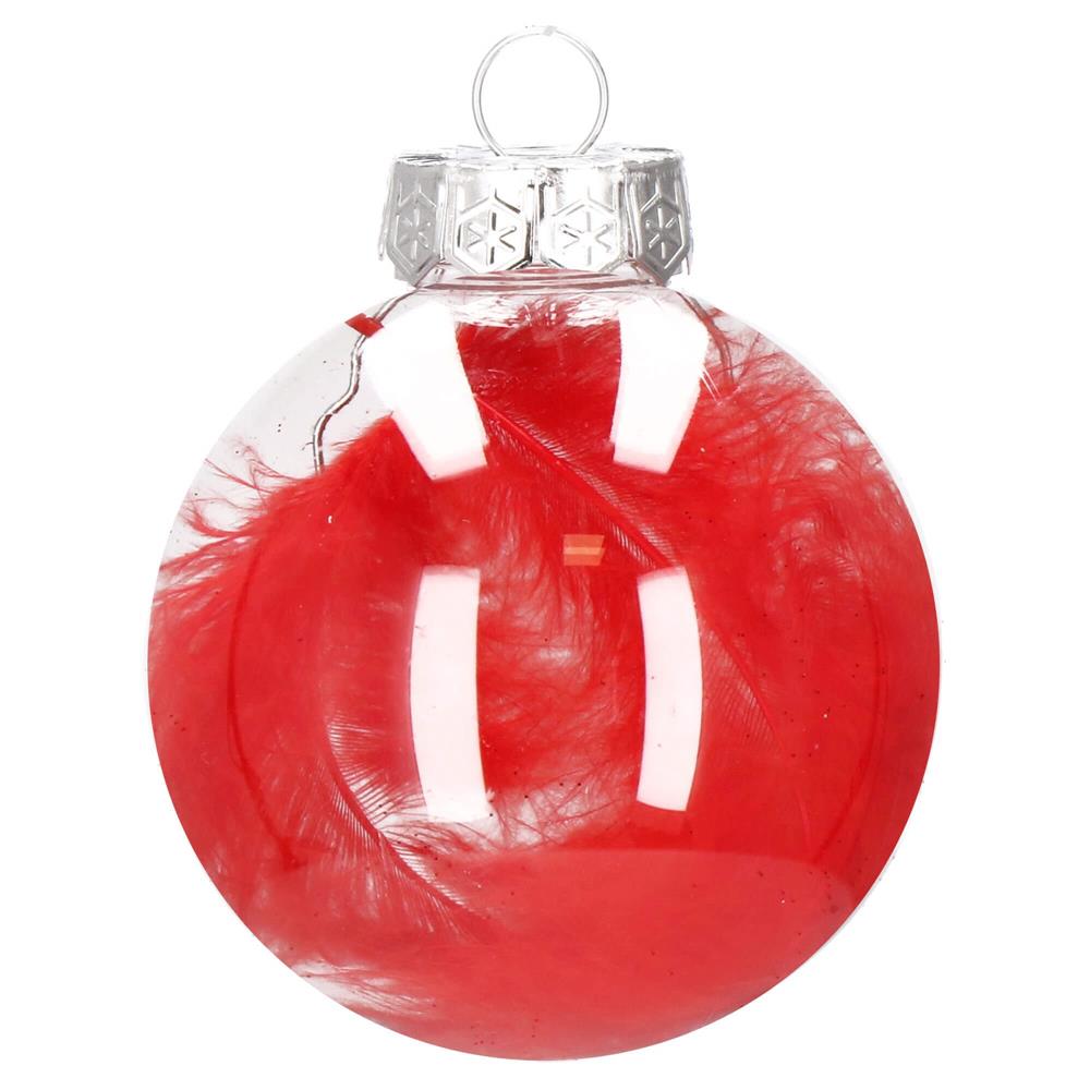 Set globuri de Craciun Inedit, 30 bucati, 7cm, transparente si rosu [8]