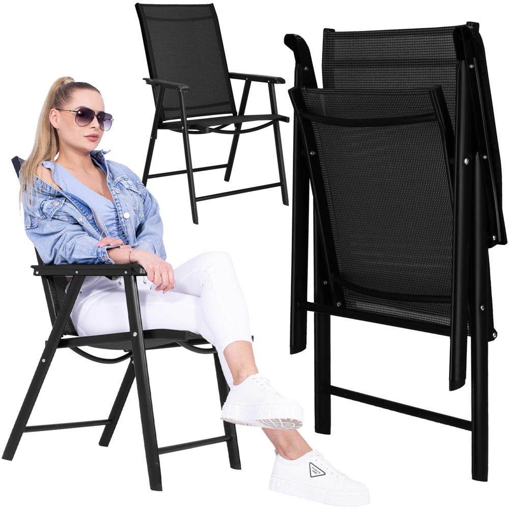 Scaun de gradina metalic, pliabil, 95x57x66cm, maxim 150kg, negru [8]
