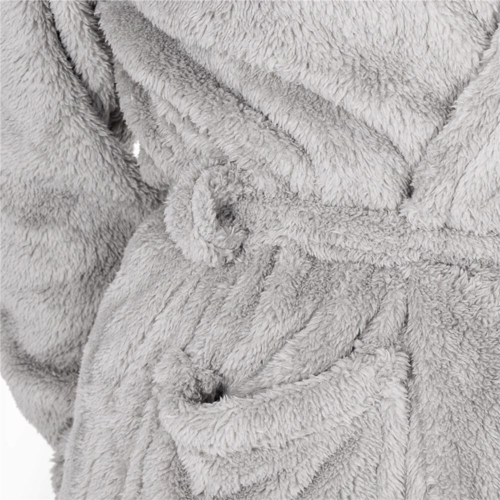 Halat de baie pentru femei pana la genunchi, cu gluga, marimea S/M, gri [9]