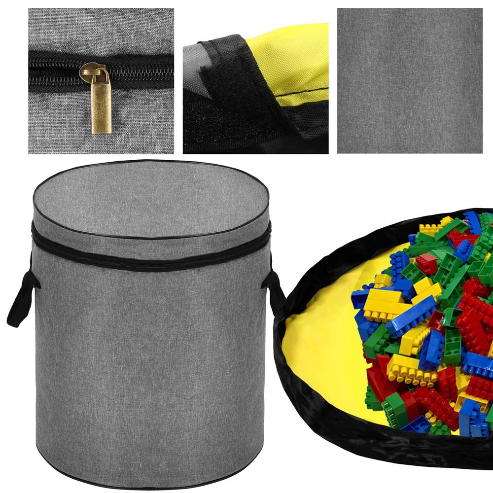 Cos depozitare haine sau jucarii, 40x33cm, bumbac si in, 43 l, gri [8]