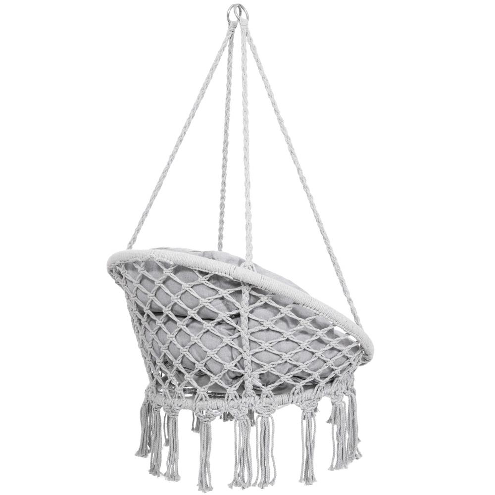 Scaun rotund Sersimo tip leagan suspendat cu perna Confort Plus casa sau gradina, gri [8]