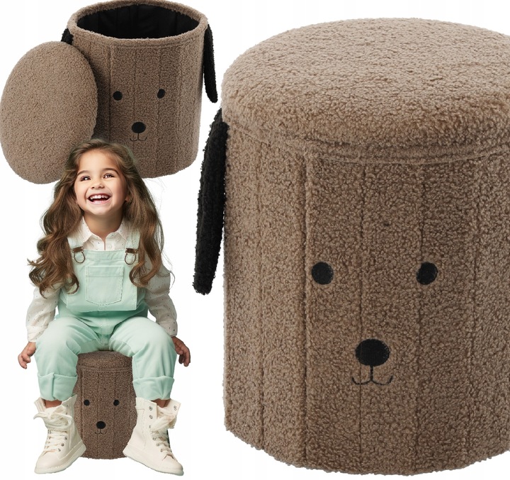 Taburet pentru copii, pliabil cu spatiu depozitare, 80kg, 28×34 cm, maro [8]